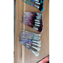 New Arrival Best Seller  Crystal Transparent Handle 10Pcs  Makeup Brushes  Foundation Diamond Cosmetic Makeup Brush Set